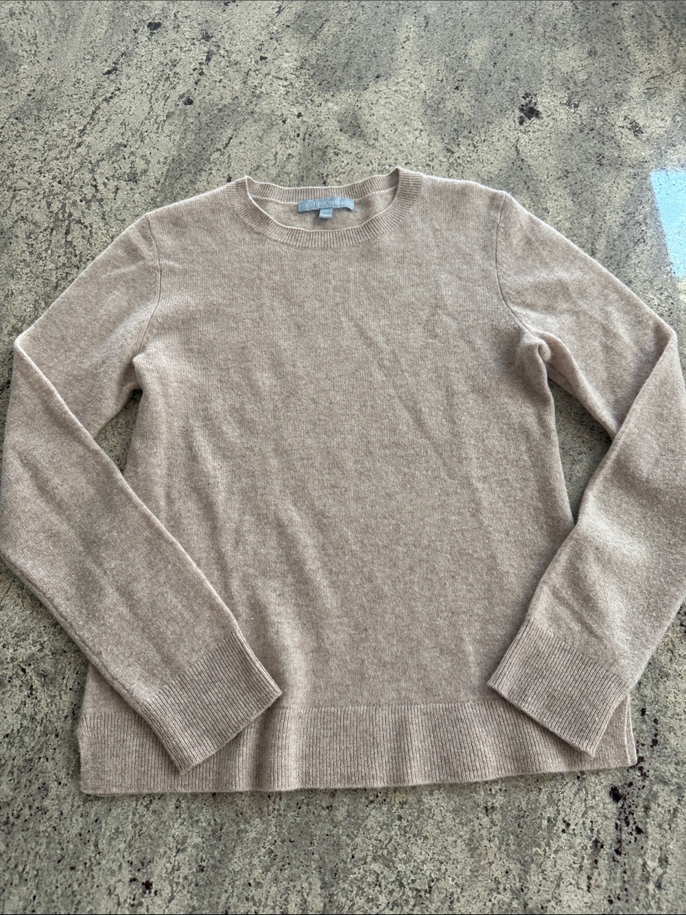 ANTONIO MELANI Women's Neutral Crewneck 100% Cashmere Sweater in Light Beige
